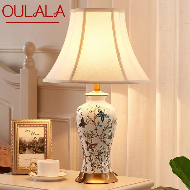 

OULALA Modern Ceramic Table Lights LED Simple Creative Luxury Bedside Desk Lamp For Home Living Room Study Bedroom