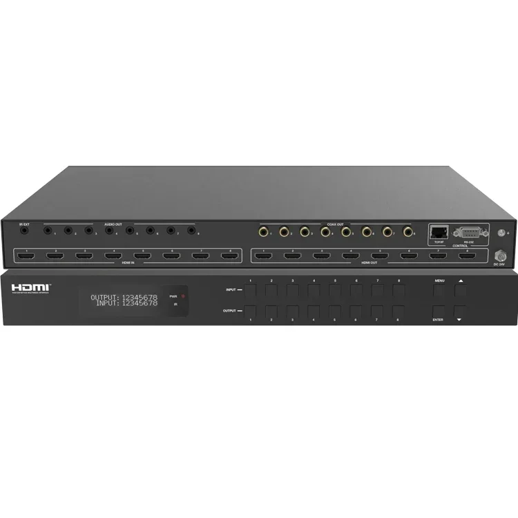 Фото Матричный HDMI-коммутатор 8x8 18 Гбит/с с функцией ARC, поддержка 4K2K с функцией понижения разрешения до 1080P для домашних кинотеатров №5