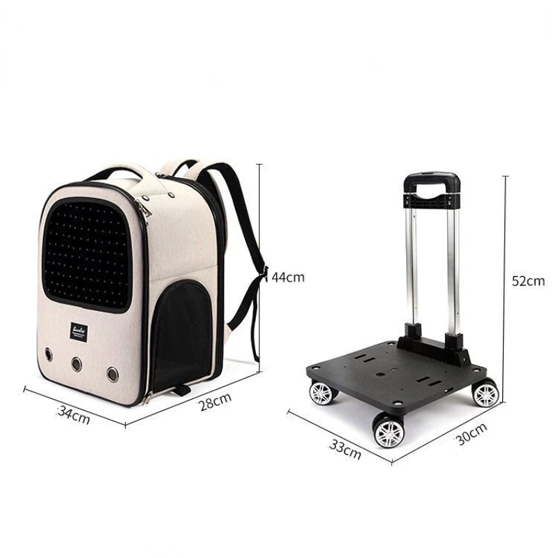 Trolley Pet Backpack Large Space Mute Universal Wheel Cat Bag Folding Trolleys Pets Bags Cats And Dog Carrier images - 6