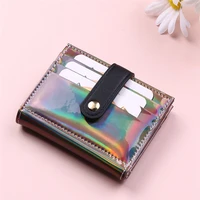 pu leather laser small coin wallet women multi card slot photo card holder hasp purses portable female money clip clutch bags