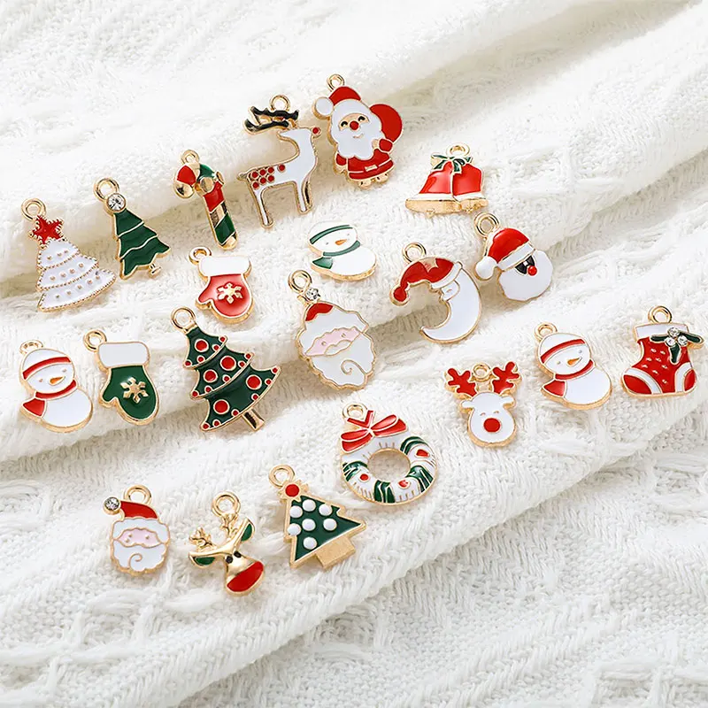 

20/10Pcs Christmas Charms Combination Earrings Set for Women Girls Christmas Tree Santa Claus Dangle DIY Earrings Jewelry