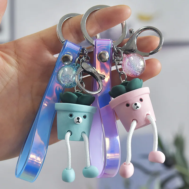 

Bag Pendant Keychain Resin Keychains Women Couple Cartoon Hanging Foot Potted Plant Cute Creative Small Gift Fashion Jewelry