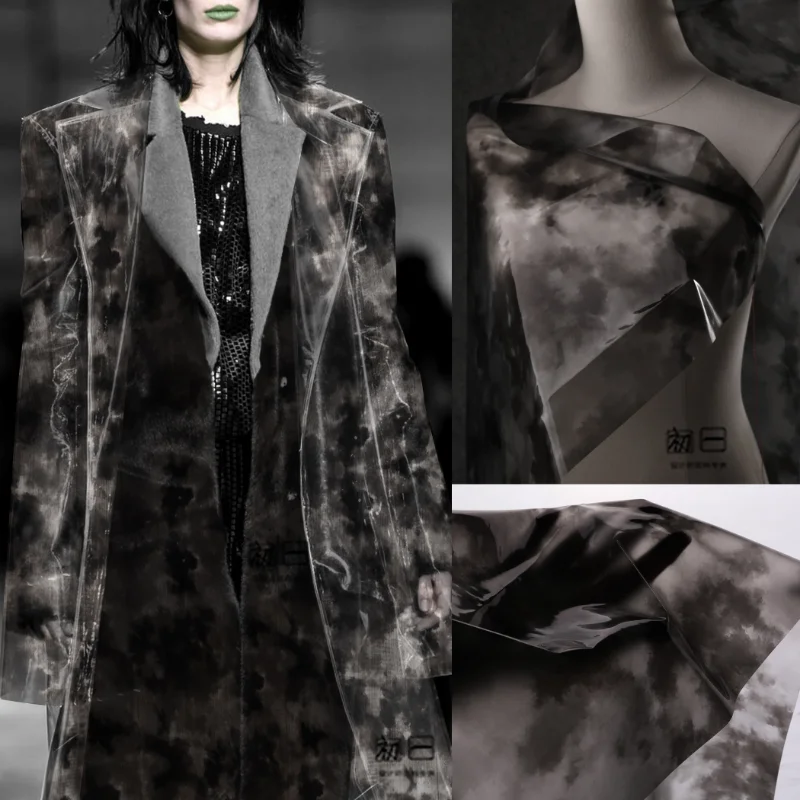 

Черный Серый Галстук окрашенный прозрачный ТПУ мрамор креативная пленка ткань водонепроницаемый дождевик одежда дизайнерская Ткань для шитья