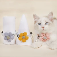 cute flower pet collar for cats knitted cotton cat necklace with bell chats supplies for cats dog products cat accessories