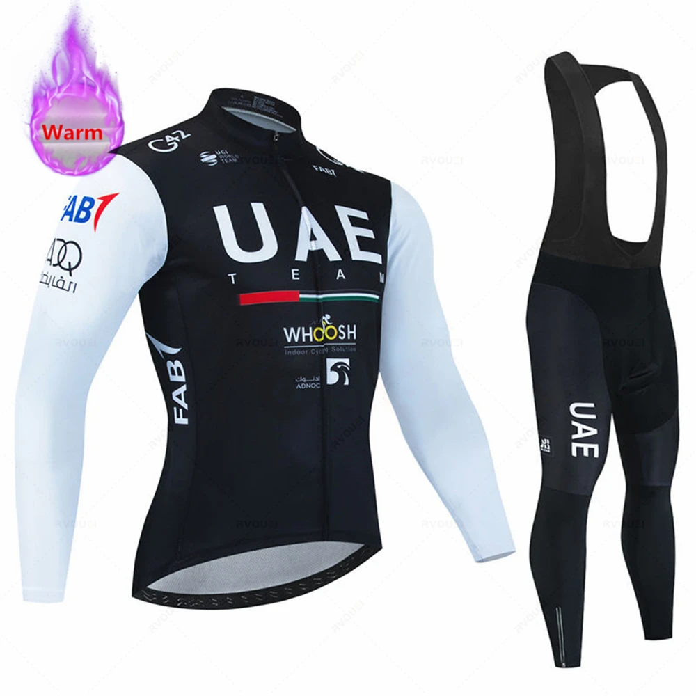 

2023 Uae Winter Bicicleta Set Outdoor Thermal Fleece Cycling Clothing Road Bike Shirt MTB Jersey Bicycle Uniform Roupa Ciclismo