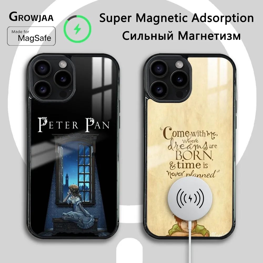 Забавный чехол для телефона P-Peter Pan iPhone 16 15 14 13 12 11 Pro Max Plus Mini Magsafe Mirror беспроводной