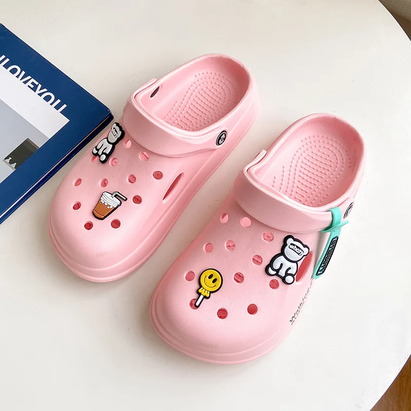 Women Hole Shoes Summer Non-slip Couples EVA Sandals Girl Beach Shoes Home Slippers Outdoor Personalized Sandals Women Slippers