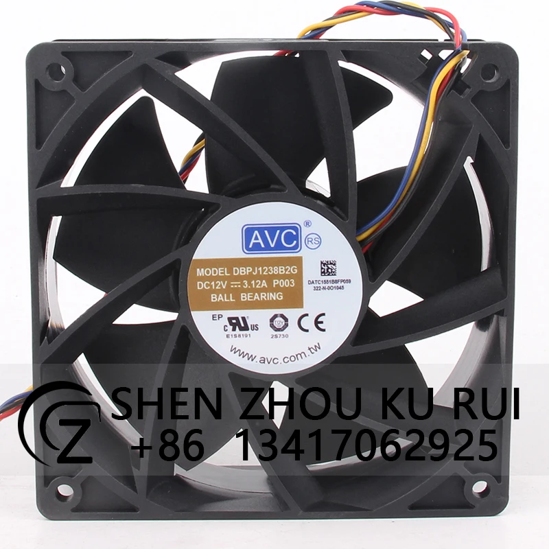 Чехол вентилятор с двойным шарикоподшипником AVC DBPJ1238B2G 120*120*38 мм 12 В 12038 а 4-проводной ШИМ-контроль температуры, большой воздушный охлаждающий вентилятор