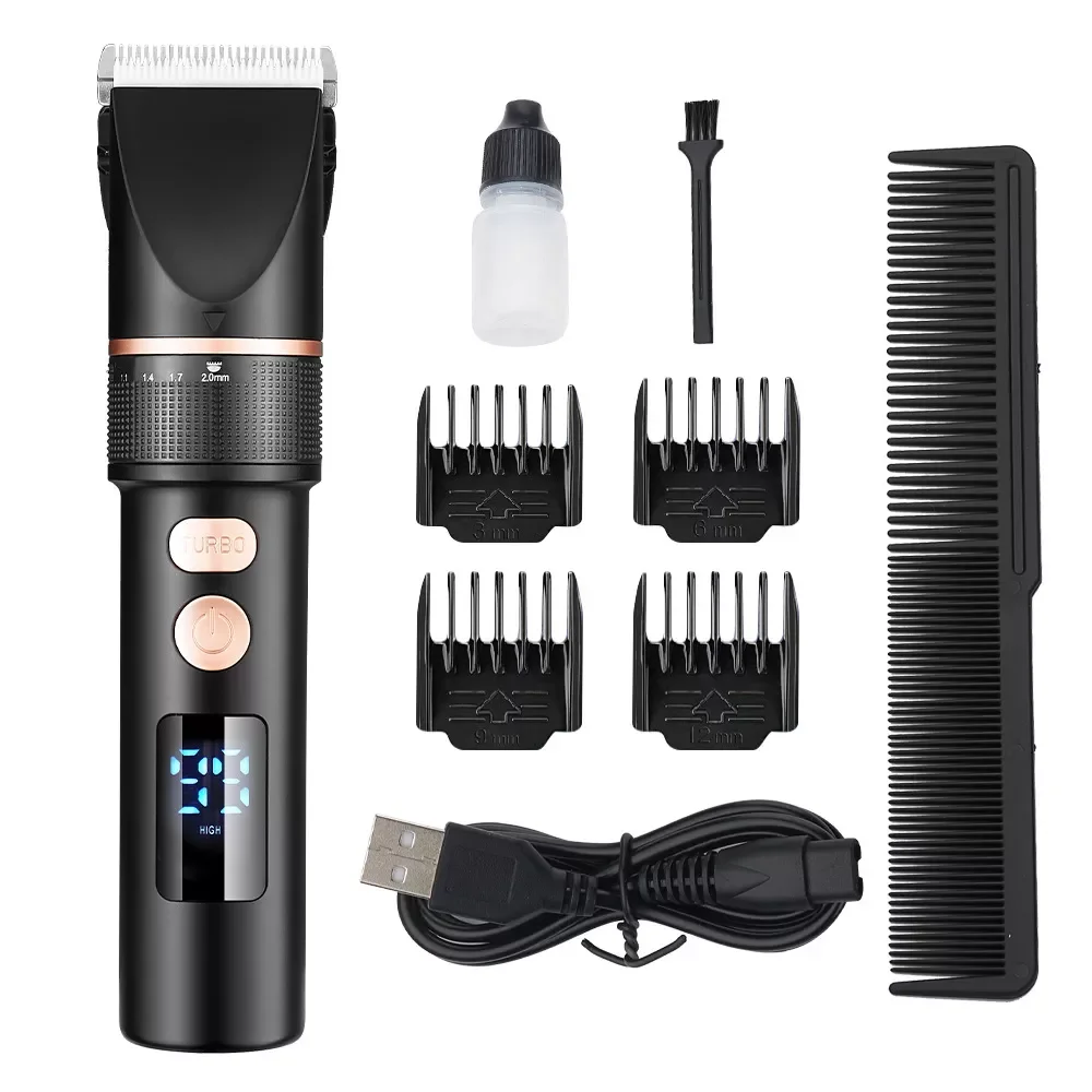 

NEW2023 Hair Clipper Rechargeable Hair Trimmer Salon Men Hair Cutting Barber Machine LCD Display 0mm Baldheaded Cutter