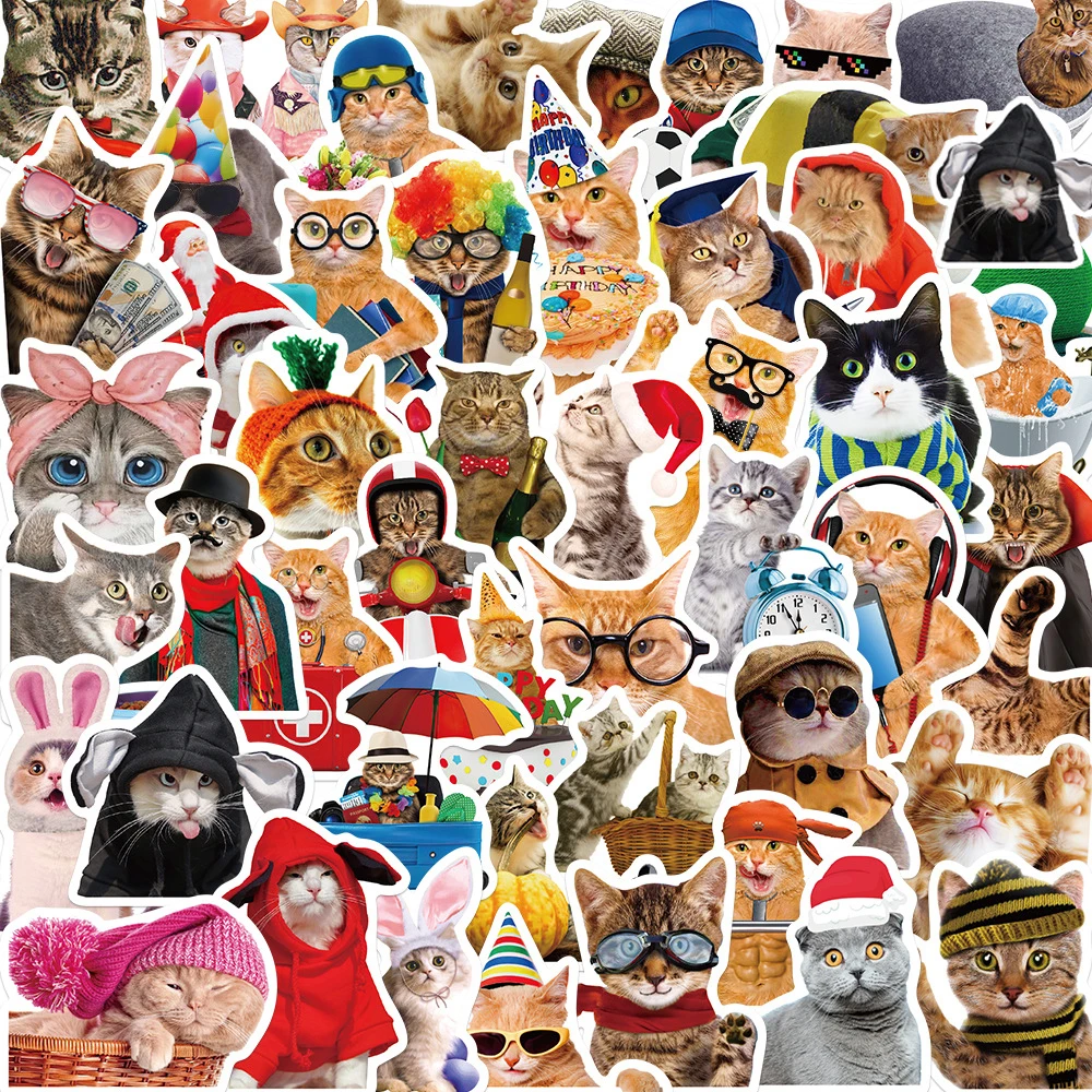 

10/30/50pcs Funny Cat Meme Stickers Cute Animal Sticker Car Bike Motorcycle Diary Scrapbook Fridge Guitar Phone Kid Decal Toys