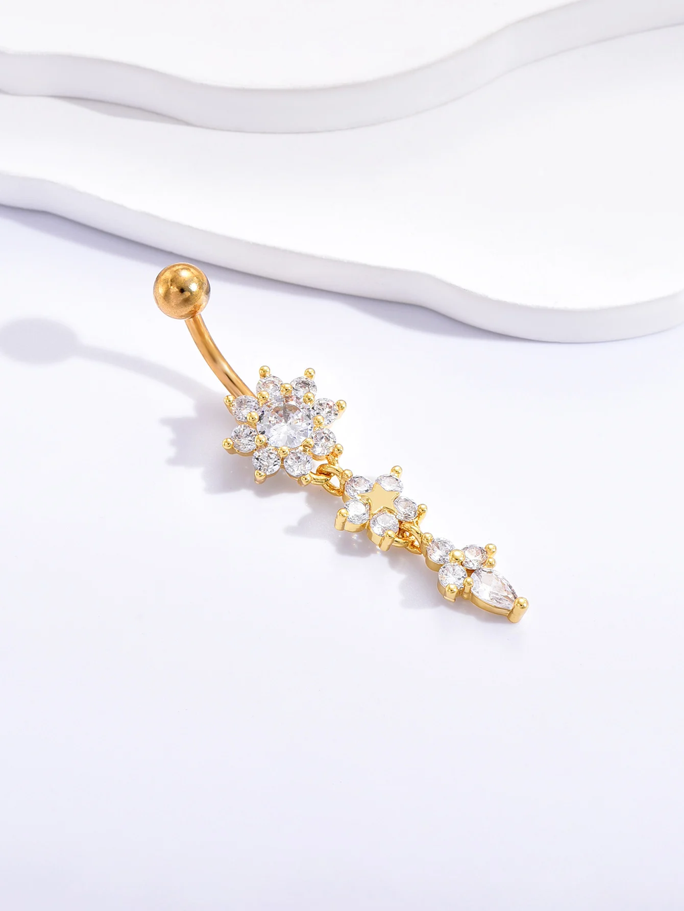 Европа и США Модный Новый Подсолнух изогнутая линия длинный гвоздь для пупка