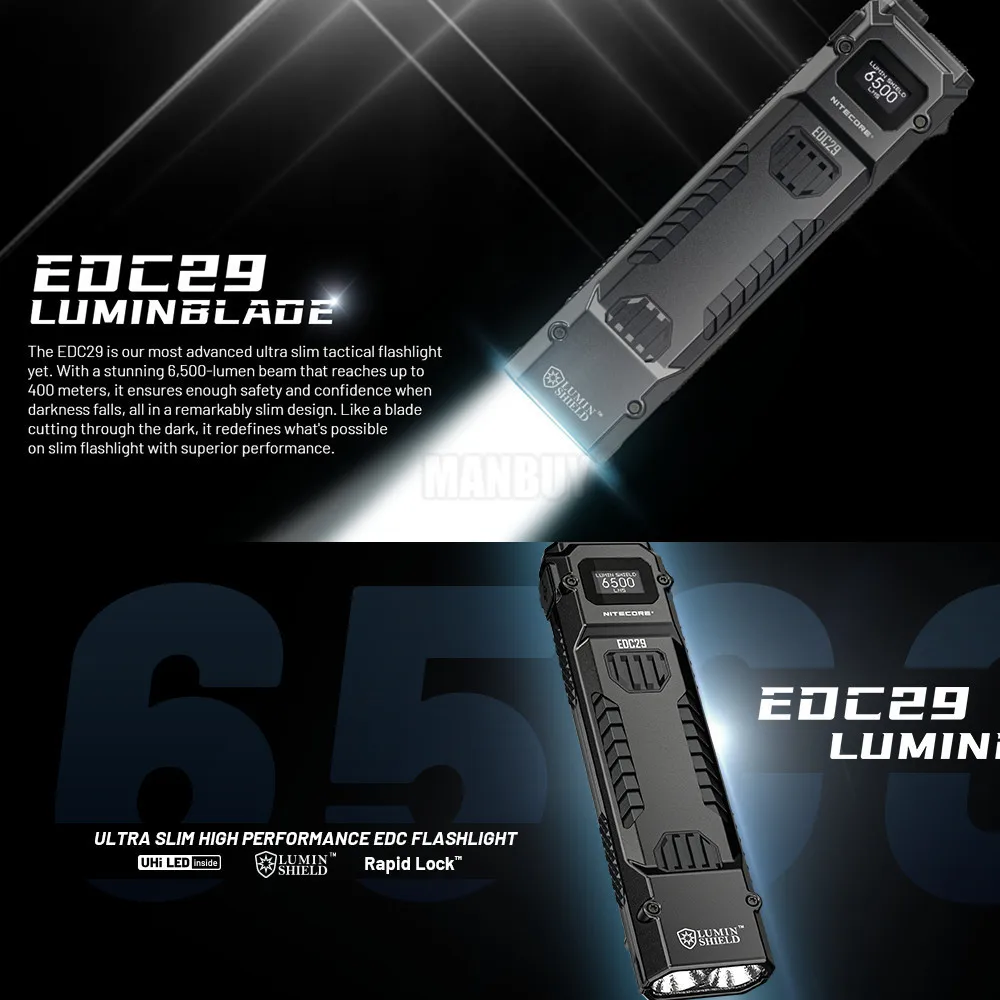 2024 NITECORE EDC29 6500 лм белый свет USB перезаряжаемый уличный фонарик с быстрым замком EDC