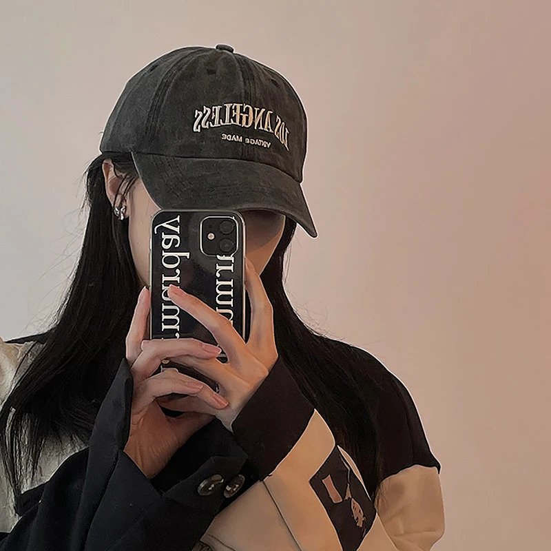 

Spring and Summer Letter Retro Printing Popular Sport Hats Ladies Soft Cotton Sun Cap Big Head Plus Size Baseball Caps