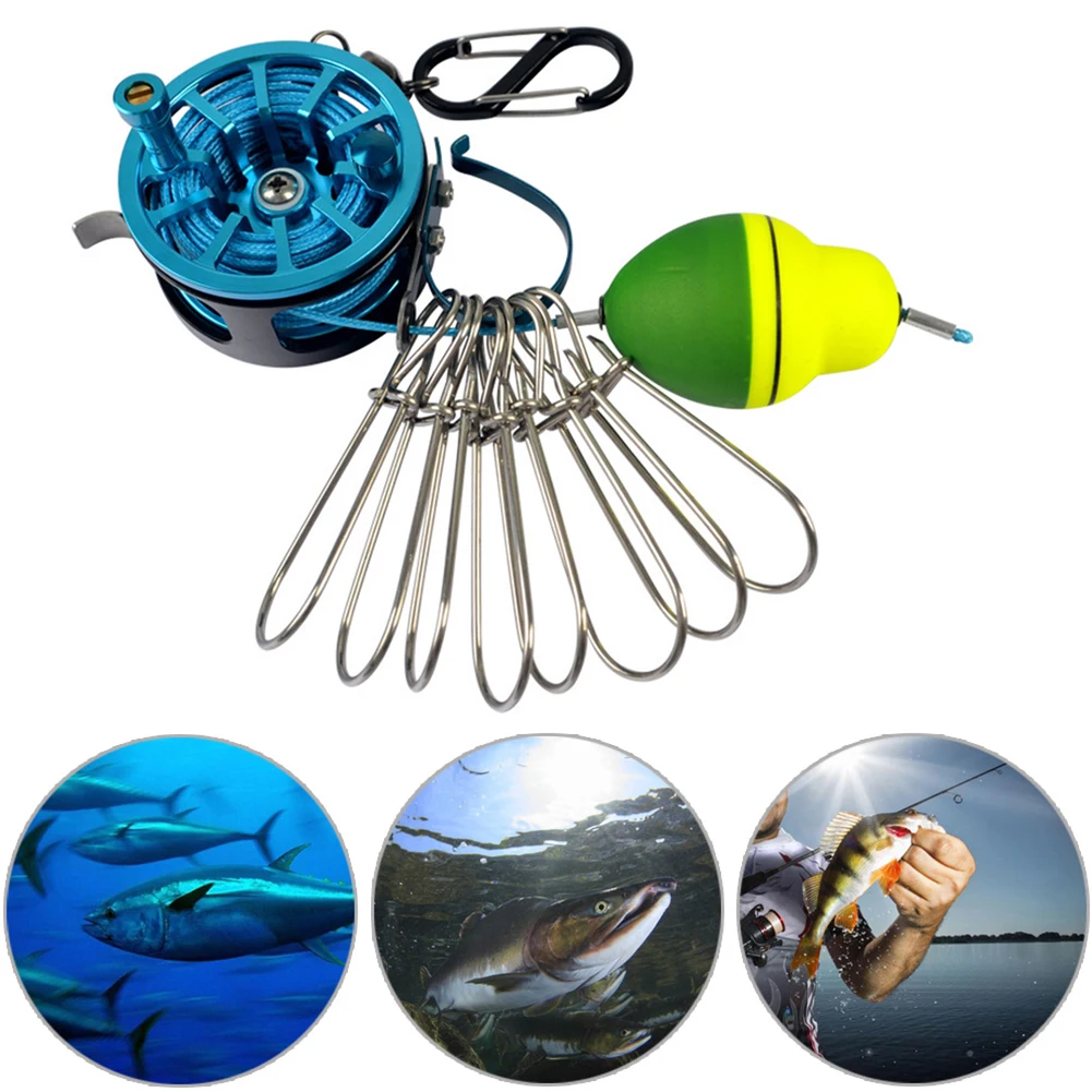 

Fishing Lock Buckle with Reel Steel Live Locks Belt Stringer Tackle Tool for Outdoor Entertainment Accessories