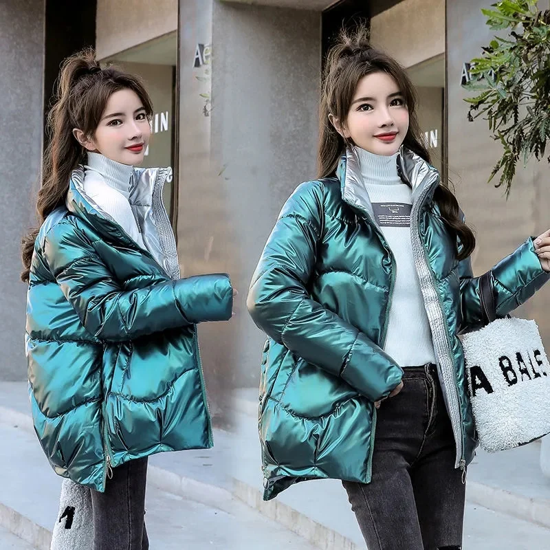 2023 New Winter Jacket Women Parkas Glossy Warm Thicken Coat Female Cotton Padded Parka Waterproof Outwear Loose Snow Jacket
