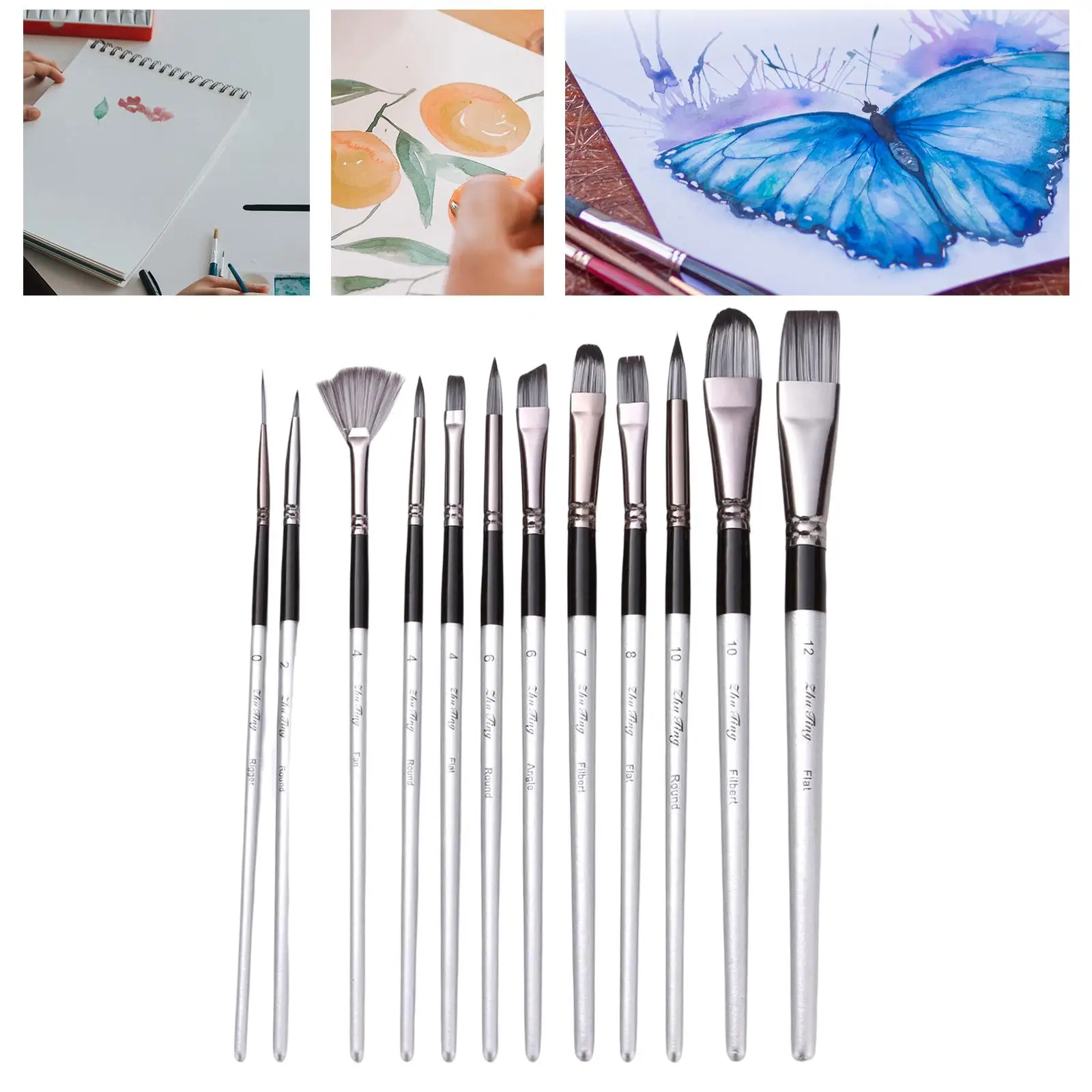 

12pcs Paint Brushes Set Kit Artist Paintbrush Multiple Mediums Brushes with Nylon for Acrylic Aquarelle Painting Art Supplies