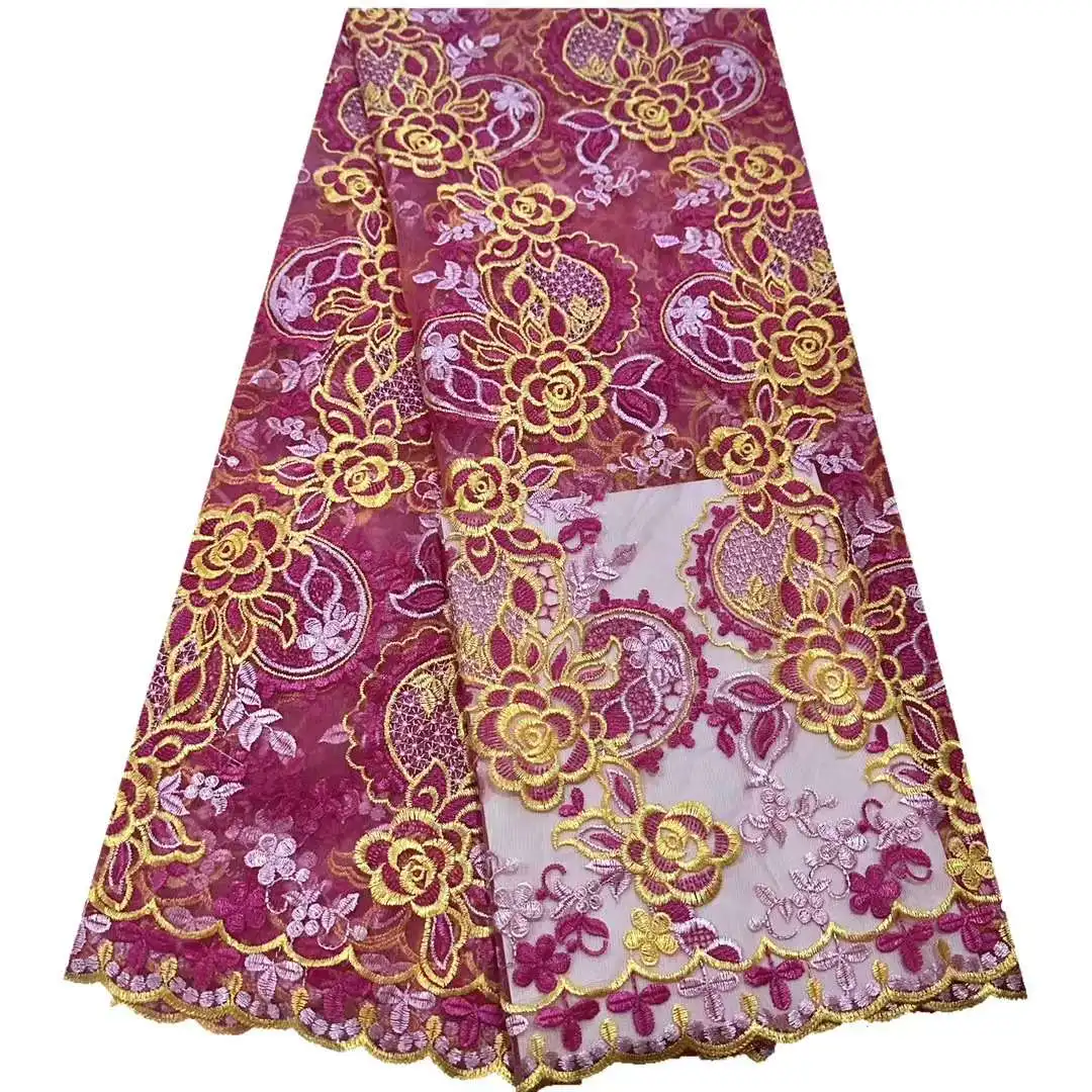 

Высококачественная кружевная ткань для шитья своими руками Дизайн вечернее женское свадебное платье Цветы Тюль Вышивка Рукоделие Обрезка 5 ярдов оптовая продажа