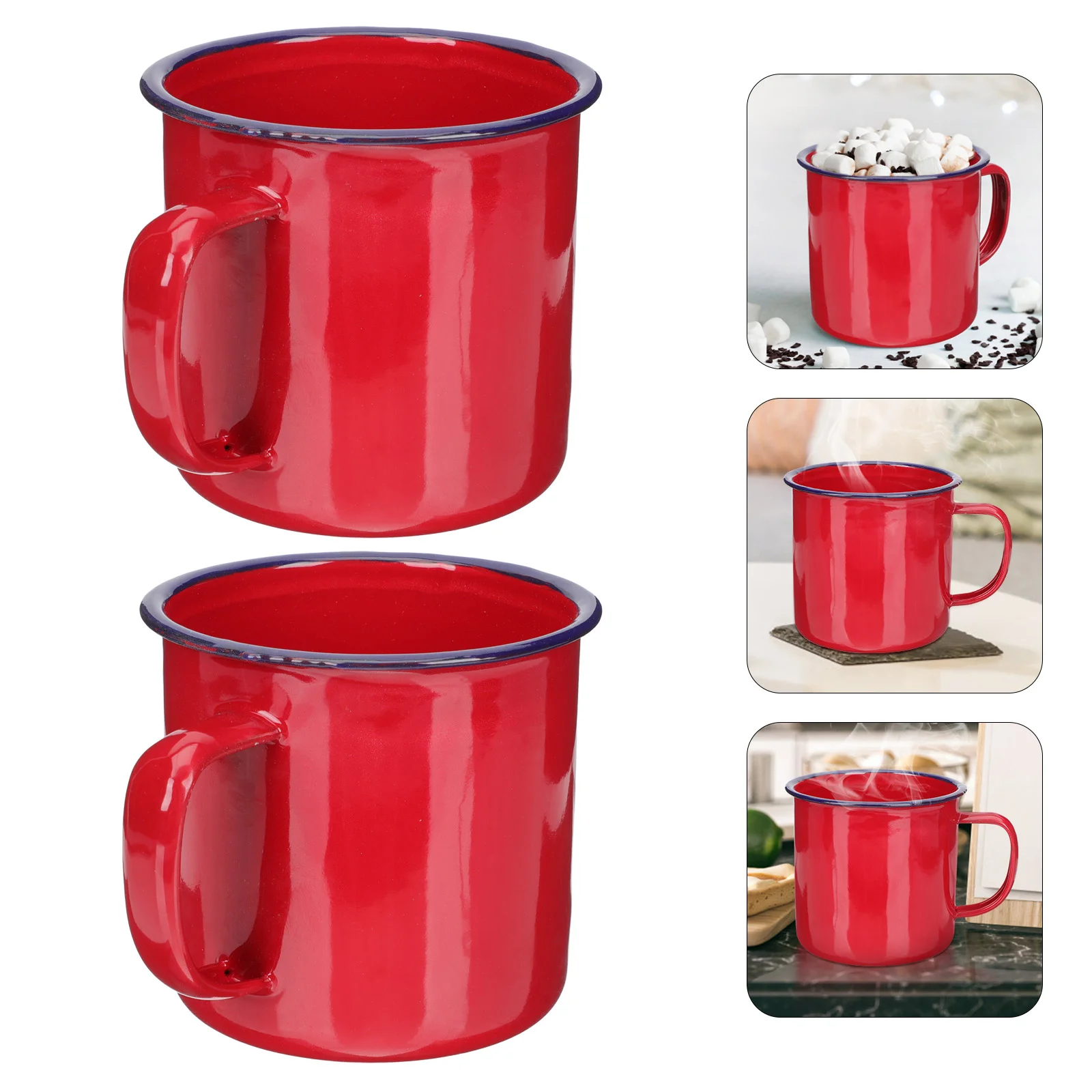

2 Pcs Wisky Gift Enamel Cup Red Cups Beer Mug Chocolate Gifts Camping Drinking Cup Coffee Cup Vintage Enamel Mug