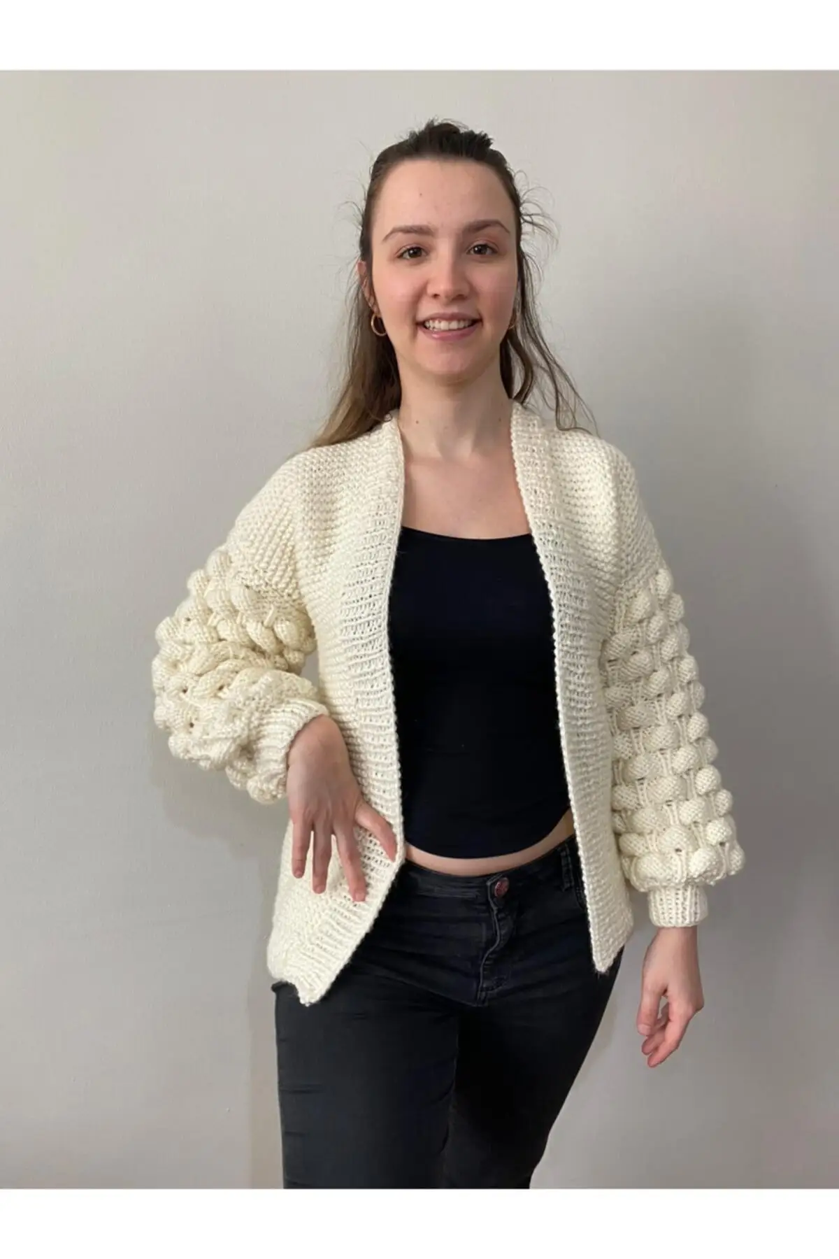 

Women's Cardigan Hand Knitted baby Hand Knitted Raspberry Casual Knitted Raspberry Casual Knitted Quality Fashion Sweaters Loose Jumper