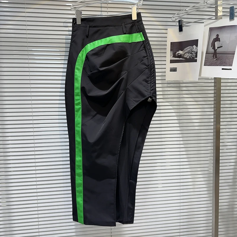 Женская Асимметричная плиссированная длинная куртка DEAT короткая контрастных