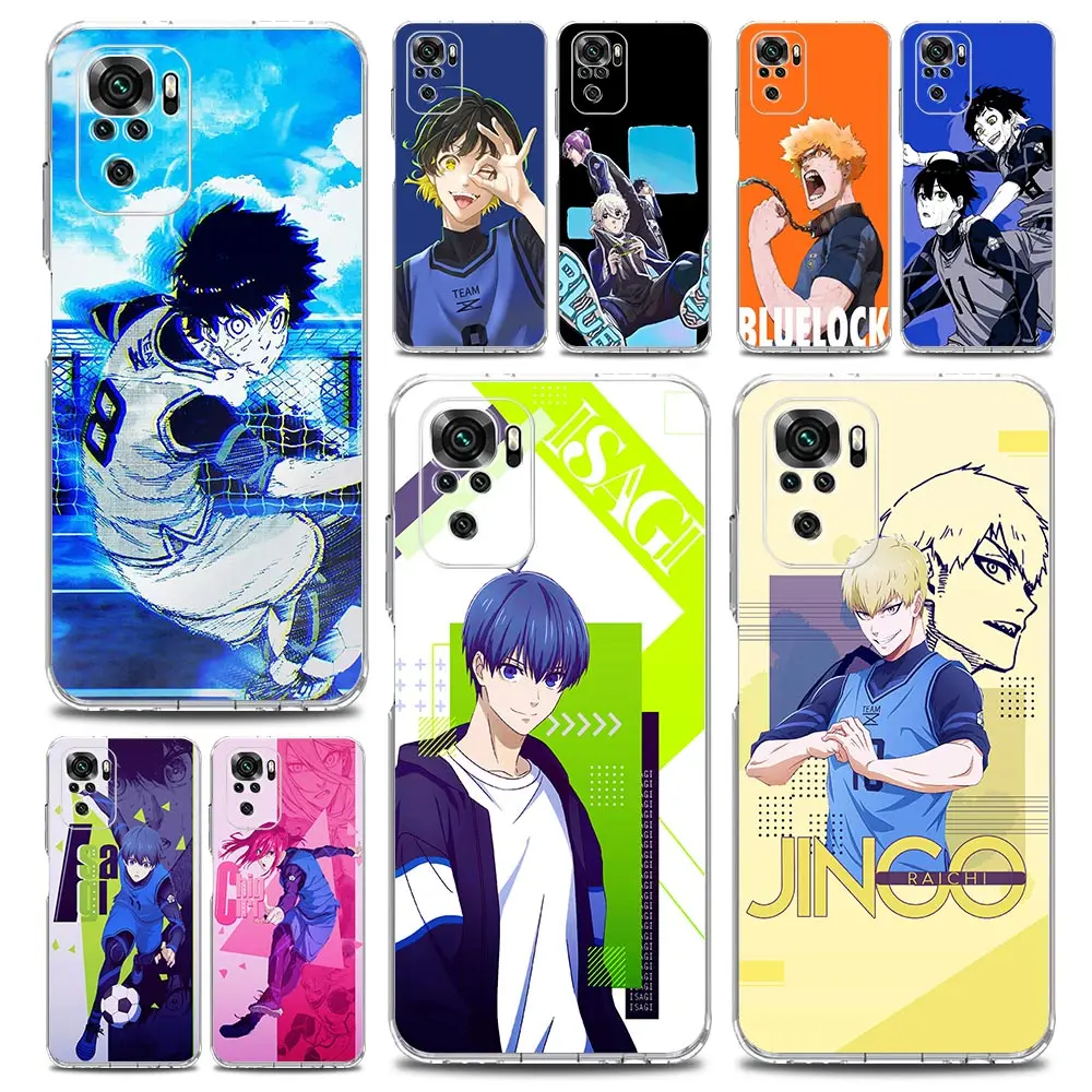 

Blue Lock Football Clear Phone Case For Xiaomi Redmi Note 12 5G 9S 9 8 10 11 Pro+ 9T 8T 10C 9C 9A 7 Pro Soft Back Cover Coque