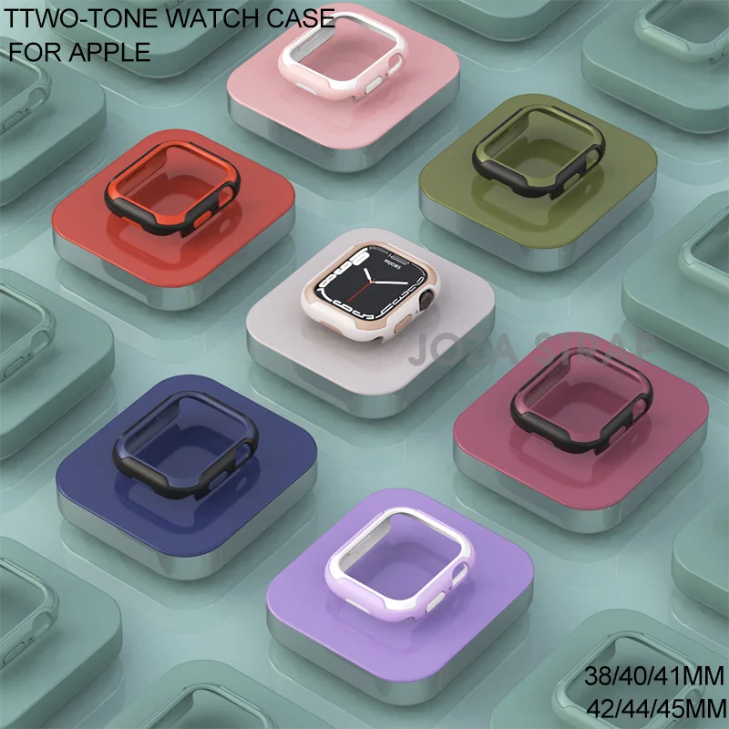 

Двухцветный защитный чехол для Apple Watch 6 7 5 SE 44 мм 45 мм, бампер для экрана apple watch, аксессуары для iWatch 4 3, чехол 40 мм 41 мм