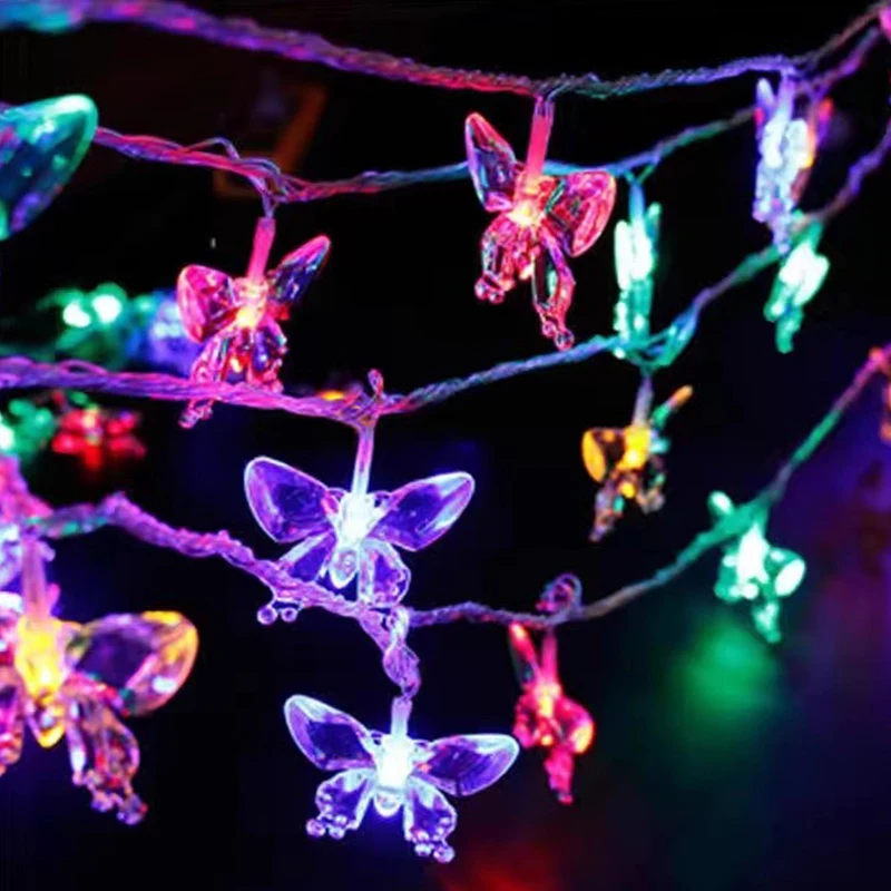 

Гирлянда с 10 светодиодами в виде бабочки, питание от аккумулятора, сказочные огни для спальни, водонепроницаемая Гирлянда для внутреннего дворика, уличная Рождественская лампа