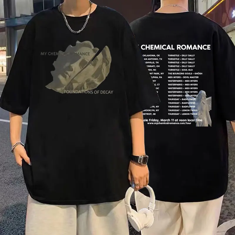 

Rock Band Crewneck Men Women Vintage Streetwear My Chemical Romance Angel Print Tshirt The Foundations of Decay T Shirt