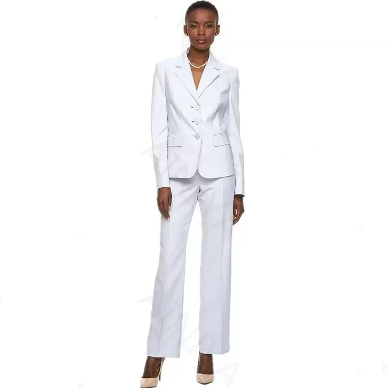 Women's Elegant Suit Pants And Jacket Two Piece Three Button Slim Fit  Blazer Office Female Set