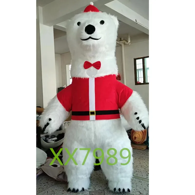 Рождественский надувной гигантский костюм белого медведя для улицы талисман