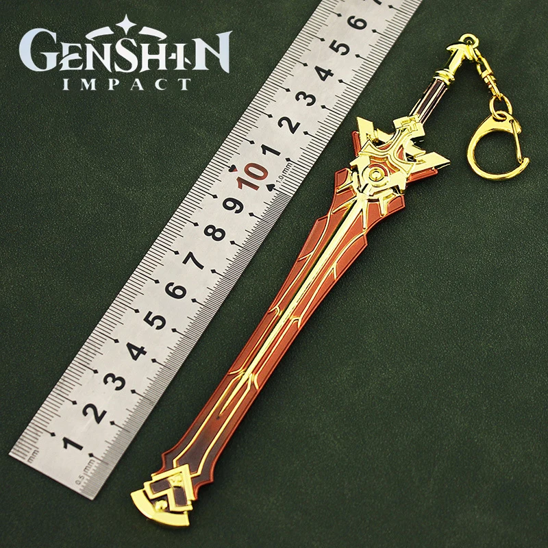 Фото Брелок Genshin Impact 18 см, модель оружия, брелок, нож с джинсовым мечом, катана, праздничные игрушки для детей №3