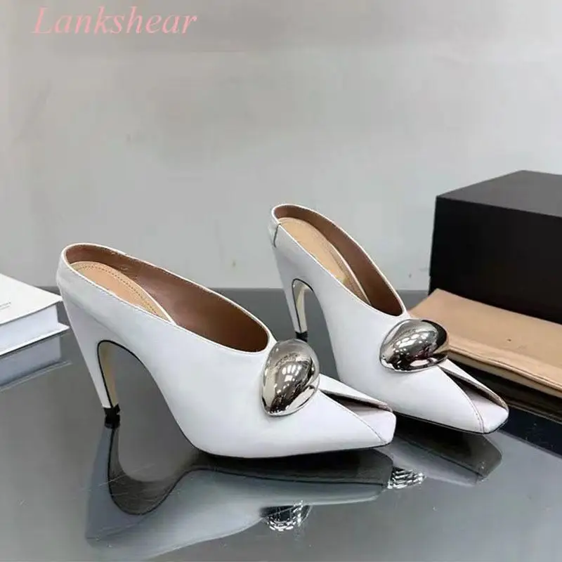 Женские туфли на высоком каблуке открытый носок модные элегантные металлическое