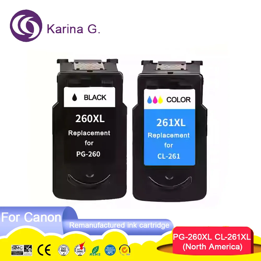 PG260 PG-260 PG 260 XL CL261 CL-261 260XL Восстановленный цветной струйный картридж для принтера