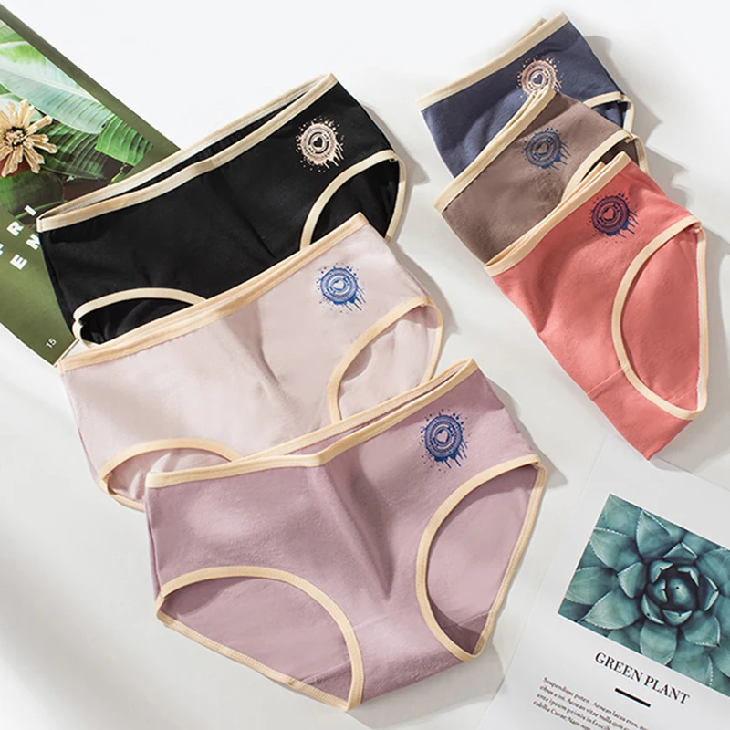 

2022 Fashion Summer Panties Printed Heart-shaped Women's Underwears Pure Cotton Crotch Medium Waist Plus Size XXL Female Briefs