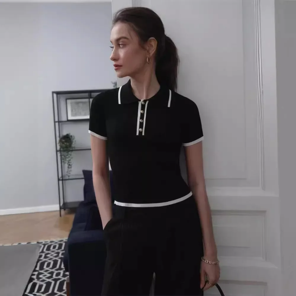 Женская повседневная рубашка-поло в европейском и американском стиле Новое