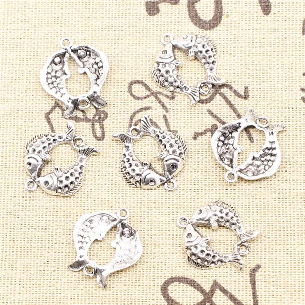 

Fish Cute Charms Pendant Handmade Kids 20X23mm Antique Silver Color 20 Pieces