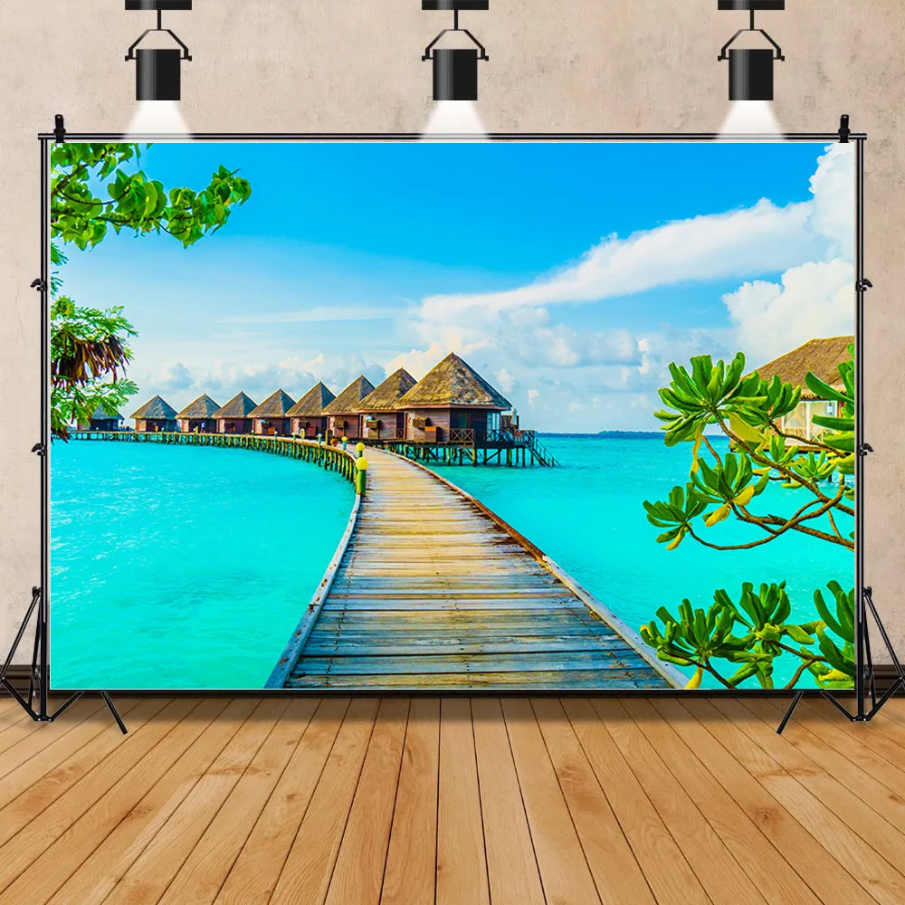 

Photography Art Cloth Summer Tropical Ocean Beach Palm Tree Natural Scenery Photography Background Props ST-02