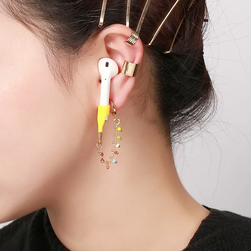 Креативные серьги из сплава аксессуары Bluetooth-гарнитура веревка от потери airpods