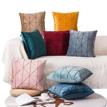 Bileehome macio veludo sofá fronhas em forma de m treliça 45*45cm coxim coxim almofadas decoração para casa disponível (4)