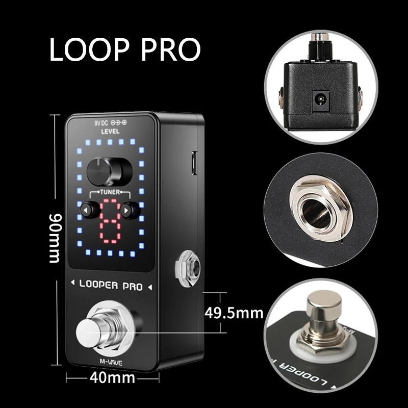 Новая стильная педаль для гитарных эффектов M-VAVE Looper Pro 9 петель 40 минут записи с