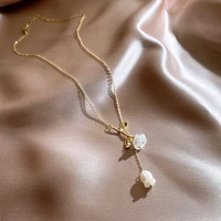 korea fashion acrylic rose pendant necklace women 2022 new gold chain exquisite clavicle chain girls dress accessories jewelry