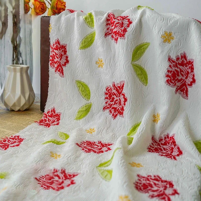 Текстурная окрашенная жаккардовая ткань, растягивающаяся элегантная цветочная ткань для изготовления платьев, 50 см x 130 см