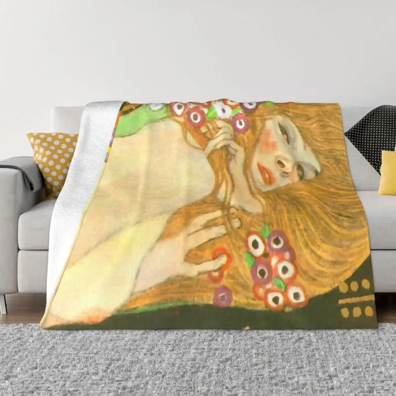 

Gustav Klimt Water Serpents Blanket Fleece Spring Warm Flannel Painting Art Throw Blankets for Sofa Office Bedroom Bedspread