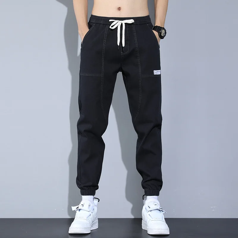 Harlan pants Casual  thin jeans men loose jogger ankle-tied pants men summer Elastic Waist  Youthful streetwear Spring Autumn