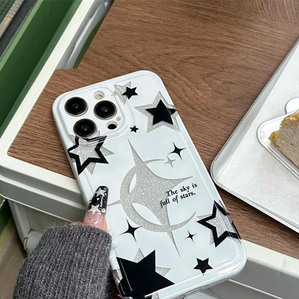 

Iphone 13pro Glitter Moon Stars Phone Case For Iphone 14Pro 11 12Pro 12 13 14 Pro Max Canvas Housing Shell Popularity Covers