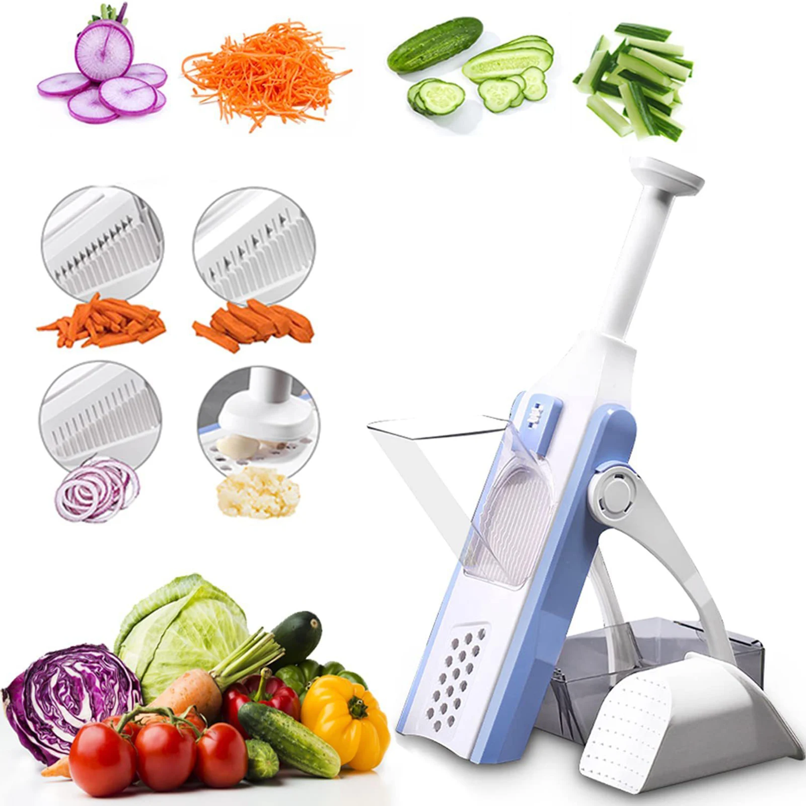 

Multifunctional Vegetable Slicer Vegetable Chopper Manual Fruit Salad Cutter Slicer Safe Kitchen Chopping Tool With Container