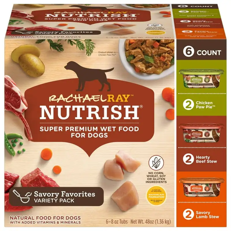 

Wet Dog Food, Savory Favorites Variety Pack, 8 oz. Tub (Pack of 6)