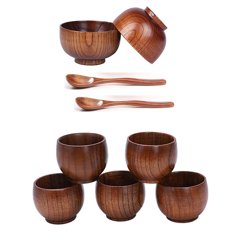 

5Pcs Creative Tea Set Small Wooden Cup Small Cup Green Wooden Cup with Natural Wood Wine Cup Wooden Tea Drinking Cup with 4 Piec