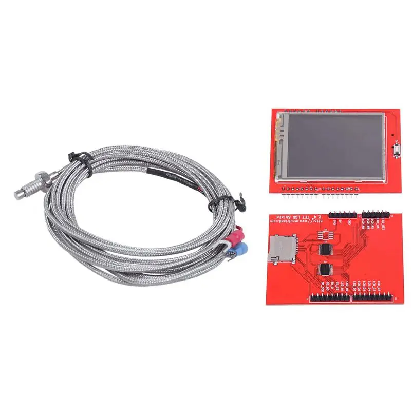 

K Type Thermocouple Temperature Controller 0-400C Sensor Probe & 2.4 Inch TFT LCD Display Shield Press Panel ILI9341