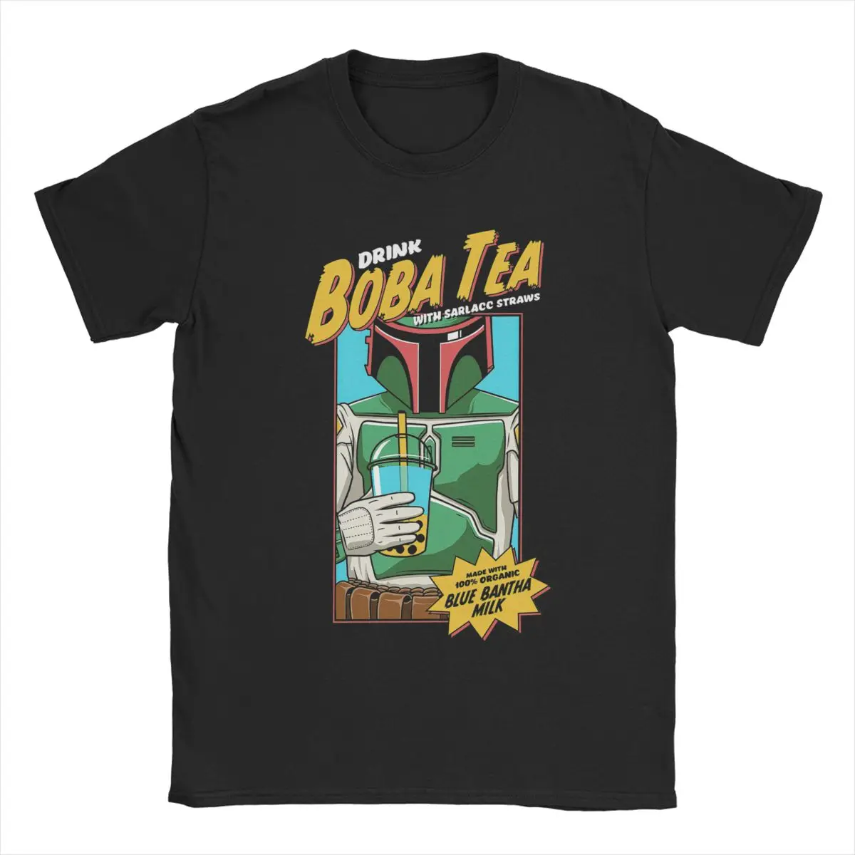 

Star Wars Drink Boba Tea Men's T Shirt Disney Funny Tees Short Sleeve O Neck T-Shirts Cotton Graphic Clothing